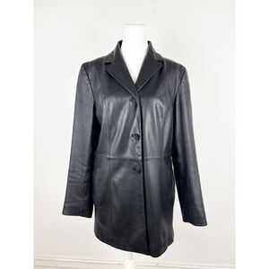 Vintage Sonoma Women’s Black Genuine Leather Blazer Jacket Sz M